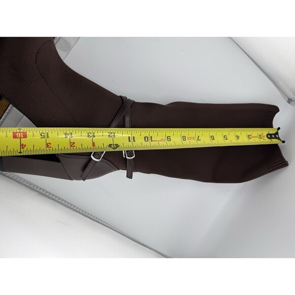 MOUSSE FIT Women's Strap Decor Heeled High Boots Brown 6.5 - Picture 10 of 12